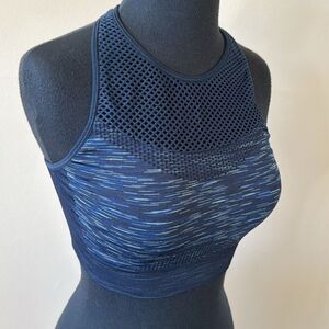 Target marled navy seamless net upper racerback unpadded sports bra. Medium.